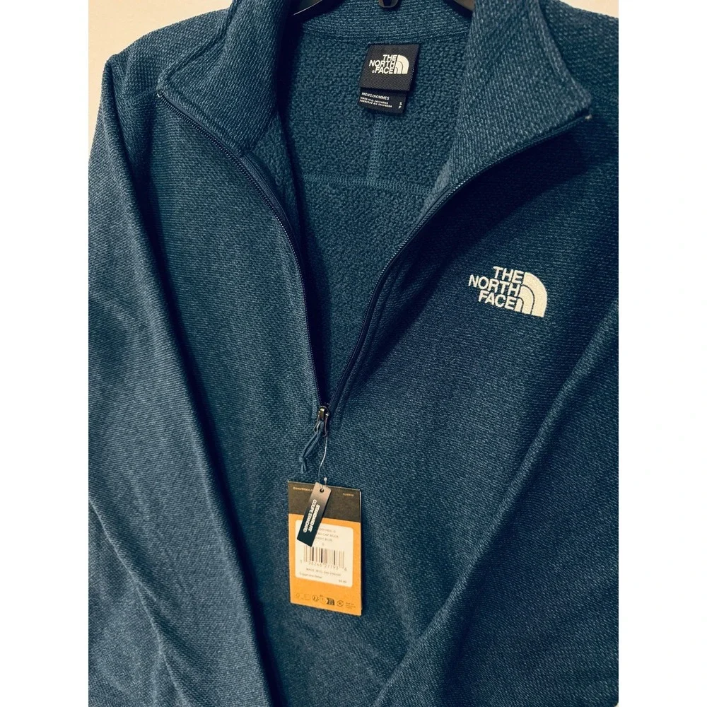 The North Face Textured Cap Rock Fleece 1/4 Zip Pullover Blue Men's Small NWT